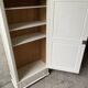Vintage Parisian wardrobe, pale yellow lacquer, one door, three shelves, one drawer