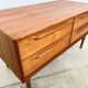 Lowboard teak 4 drawers — Mid-century lines, tapered legs, 1960s