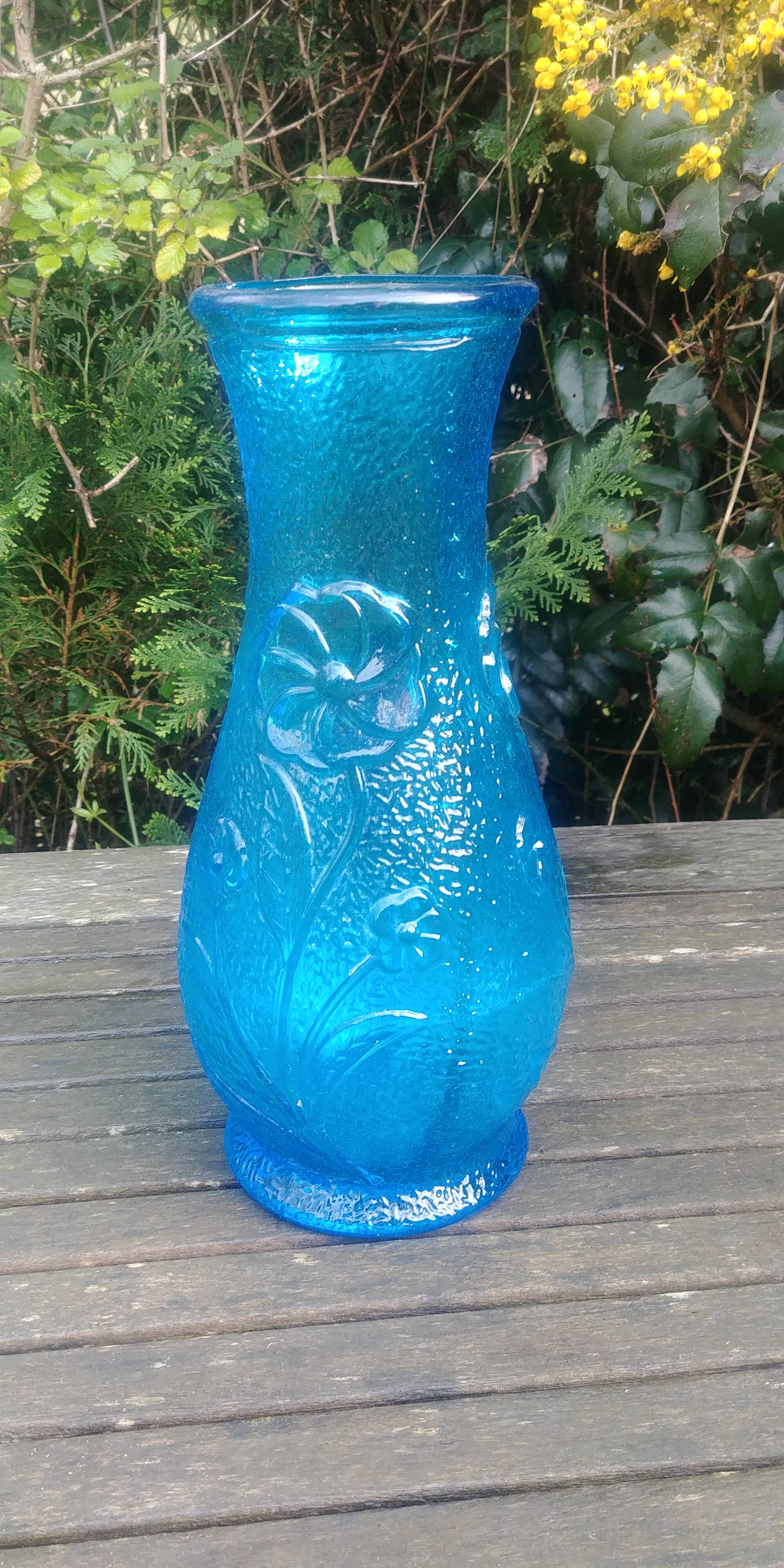 Blue glass vase from vintage Empoli glassware 70s/80s