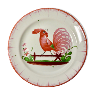 Eastern faiencerie red rooster plate: islettes