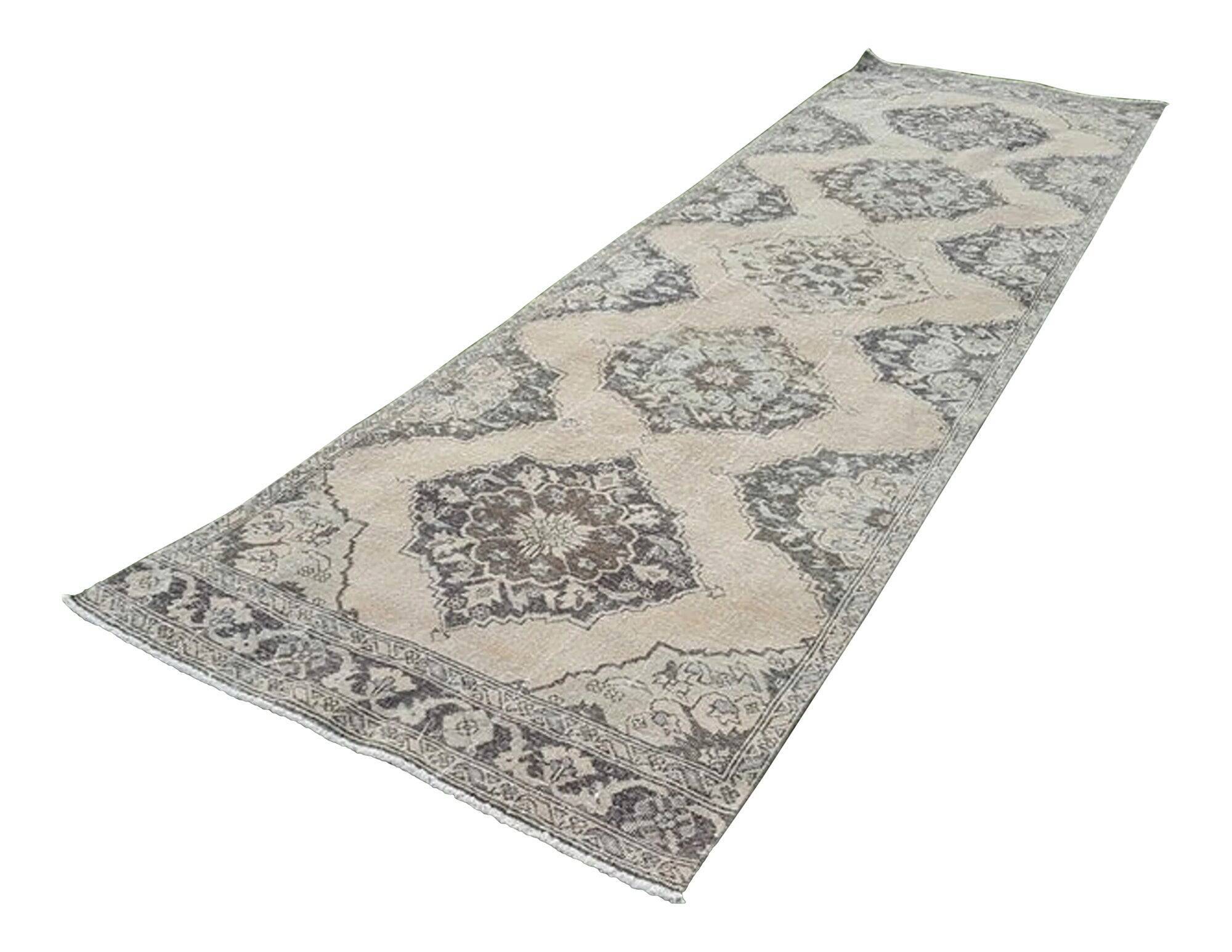 Vintage Turkish hallway rug 119x395 cm