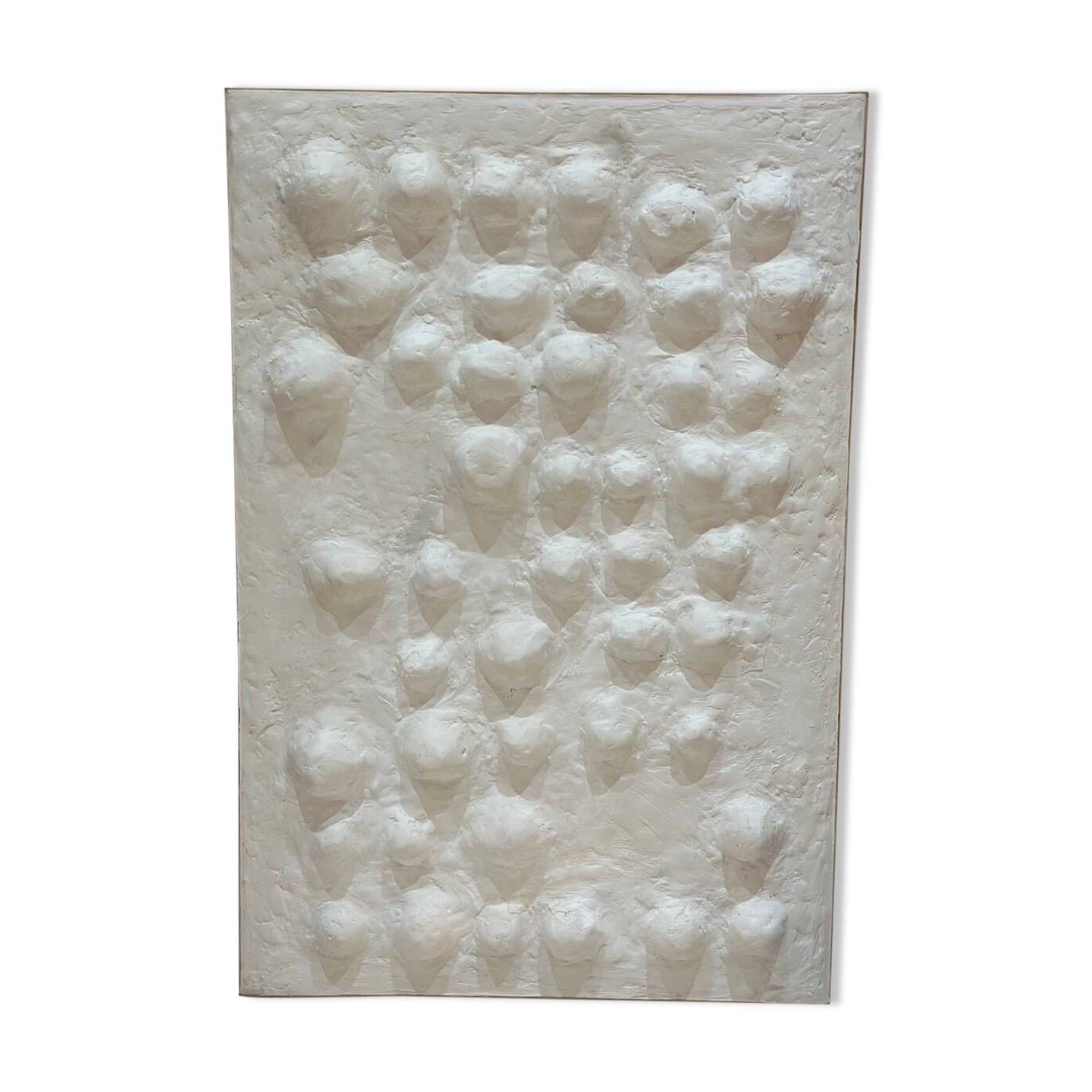 Tableau contemporain texturé relief 3D minimaliste - murmures blancs