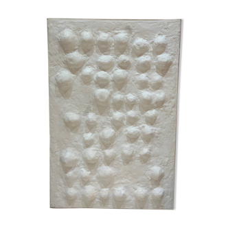 Contemporary minimalist 3D relief textured painting - white whispers