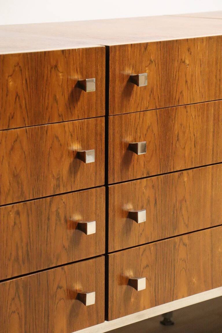 Vintage sideboard by Luigi Bartolini in rosewood and chrome metal, 1960