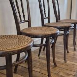 Set of 4 chairs signed Thonet with caning