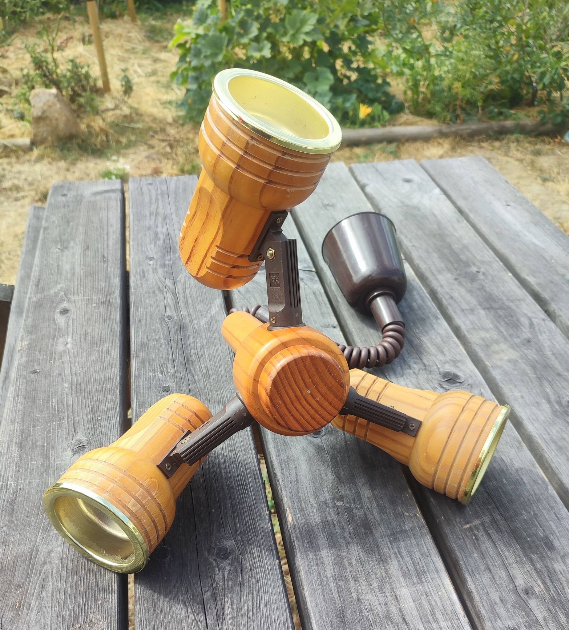 Vintage 1970/1980 Monte-et-Baisse Suspension – 3 Adjustable Wooden Spots