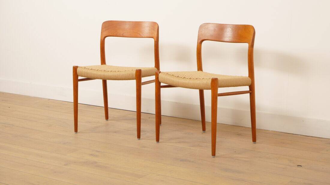2 x vintage dining chairs | Niels Otto Møller | Model 75 | Teak