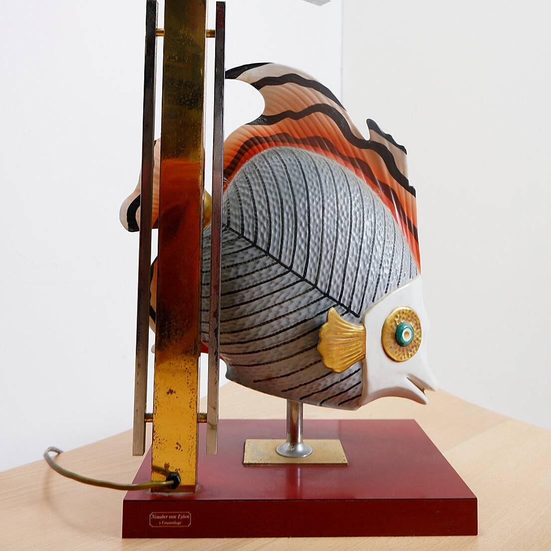 Giulia Mangani for Oggetti Porcelain Sculpture of Fish table Lamp