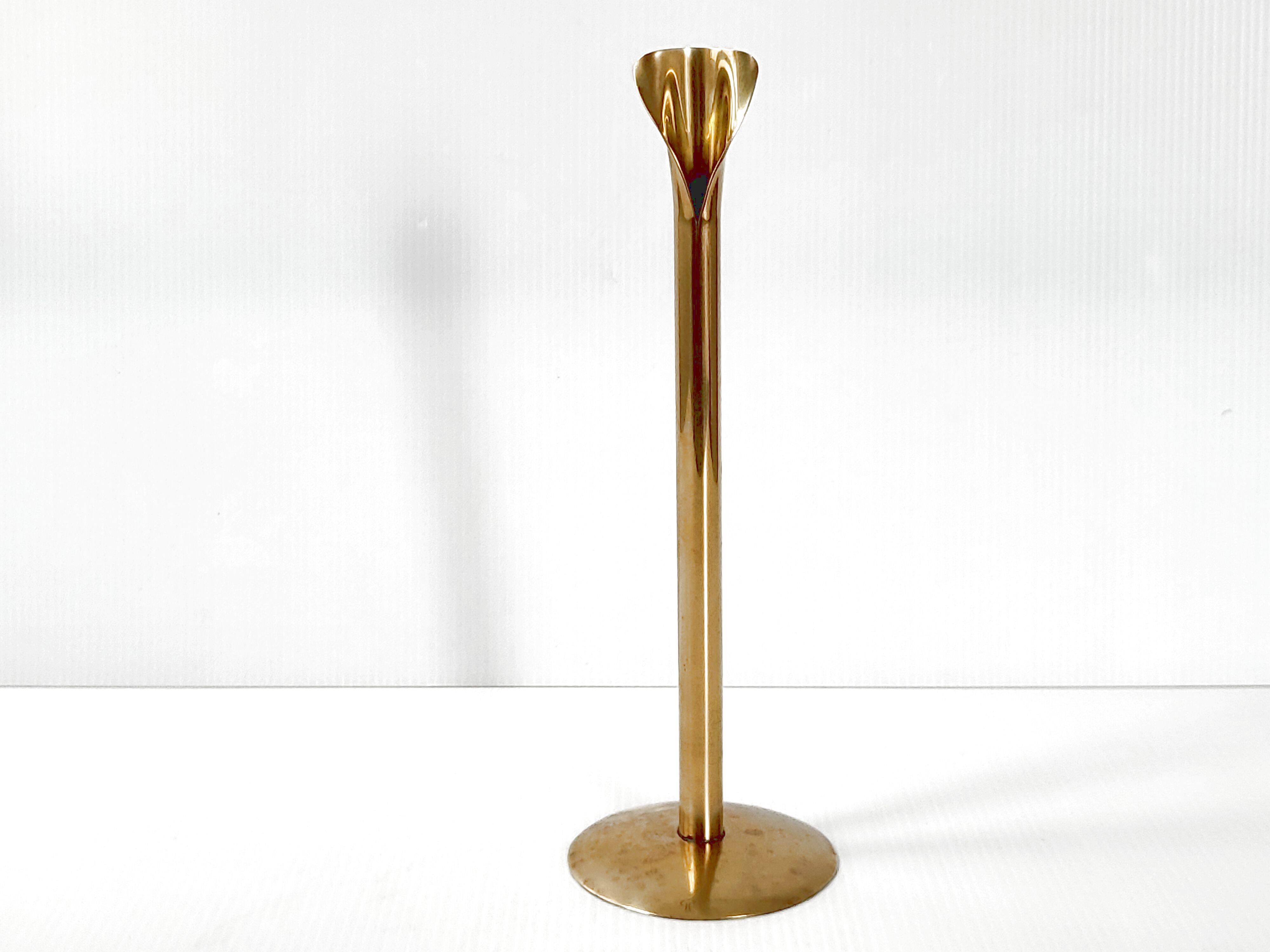 Vintage 1970 soliflore vase in gilded brass