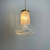 Suspension in cloudy and transparent white glass, Italian, 1960.