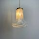 Suspension in cloudy and transparent white glass, Italian, 1960.