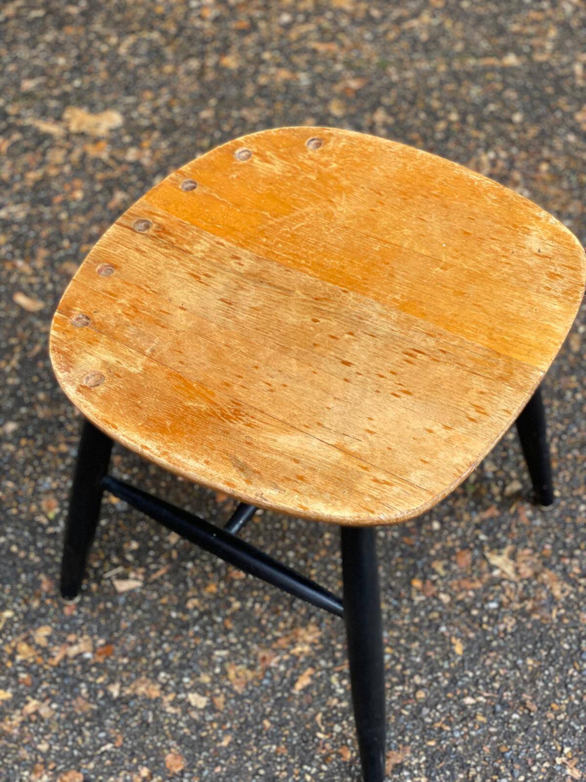 Vintage Scandinavian stool for Asko in solid wood