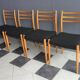 Set of 4 dining chairs in wood and black fabric 1960s