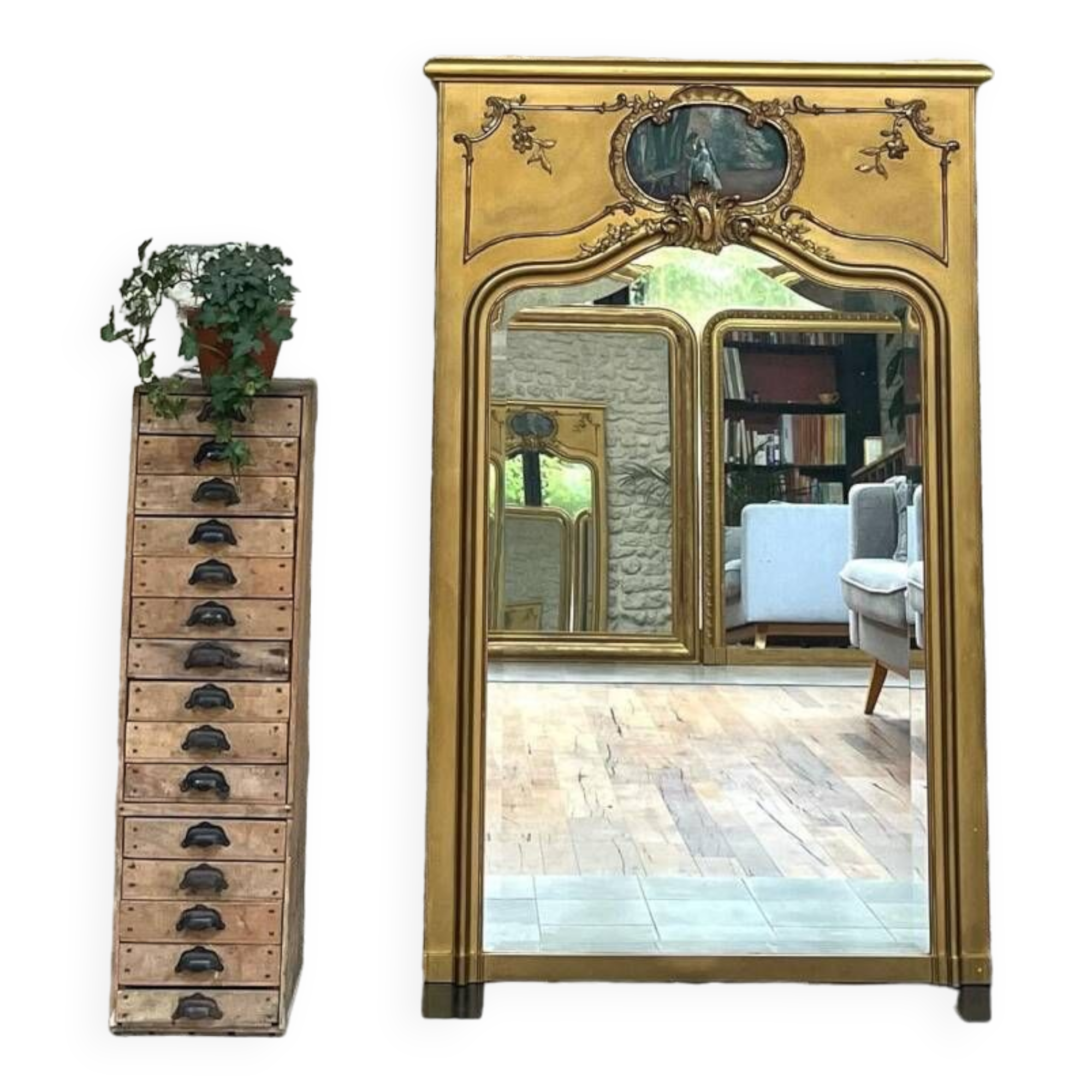 Old trumeau 146cm/89cm old mirror