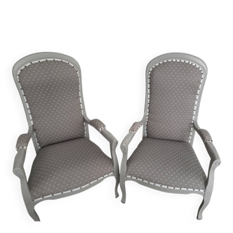Restored pair of Voltaire armchairs