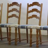 Chaises de salle à manger en chêne brutaliste danois moderne des années 1960 dans le style de Kjærnulf, ensemble.