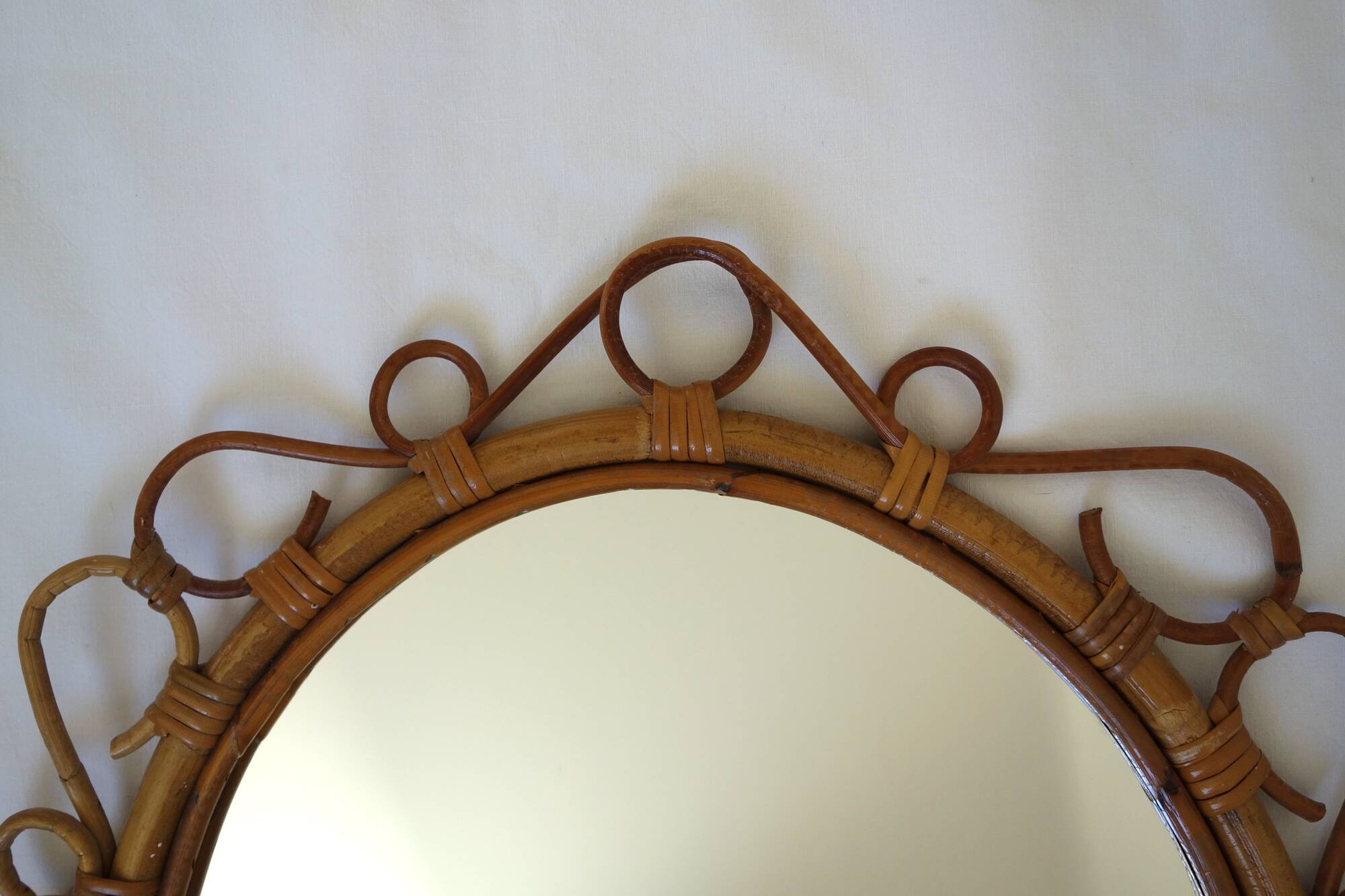Rare oval bamboo mirror circa 1960