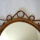 Rare oval bamboo mirror circa 1960
