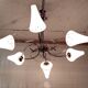 Lustre 6 feux moderniste en laiton doré - années 50/60