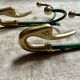 Rare set of swan neck coat hooks with mirror frame attributed to Maison Jansen, France, 1950s.