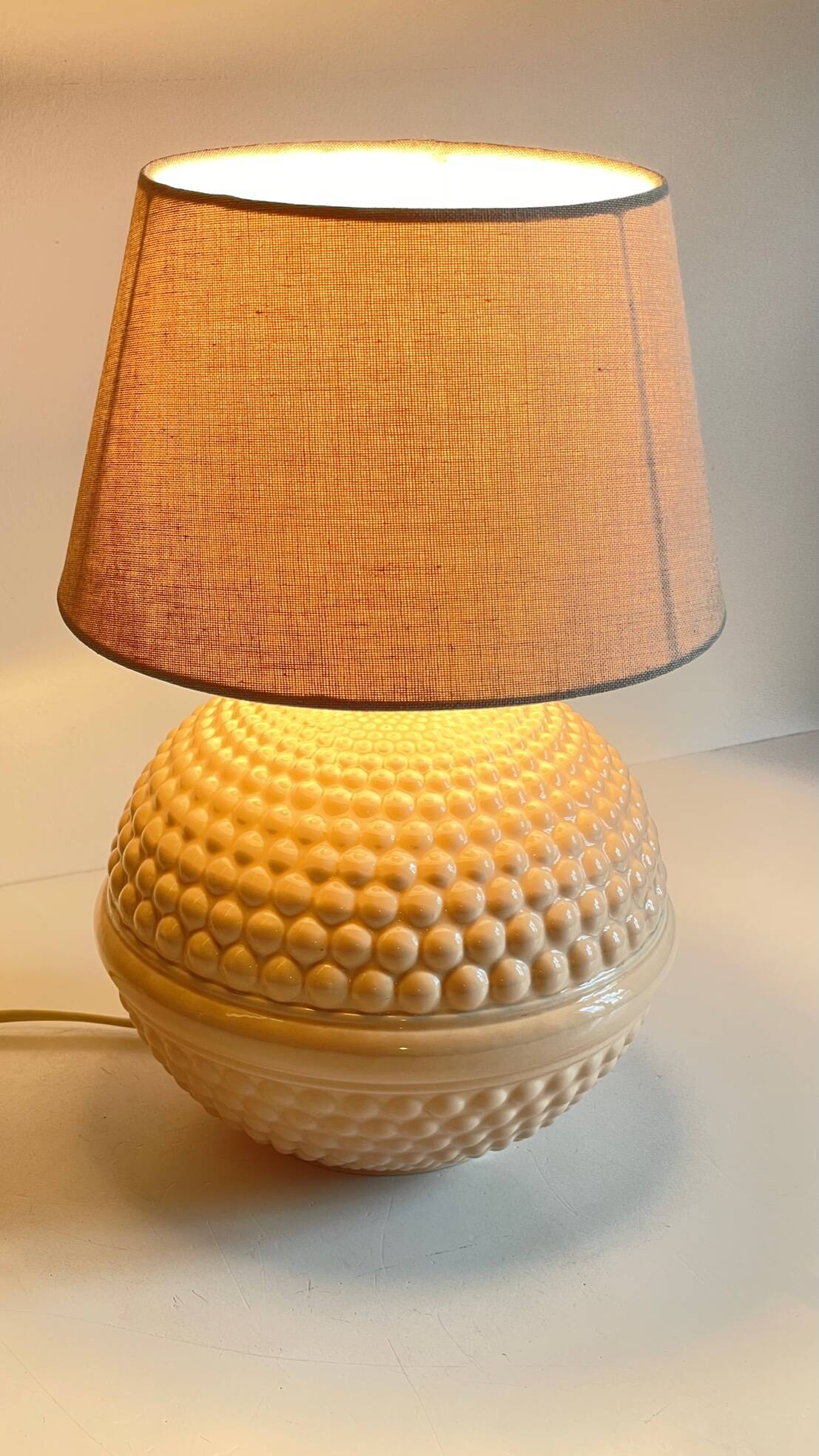 Pale pink ceramic lamp from the 90s
