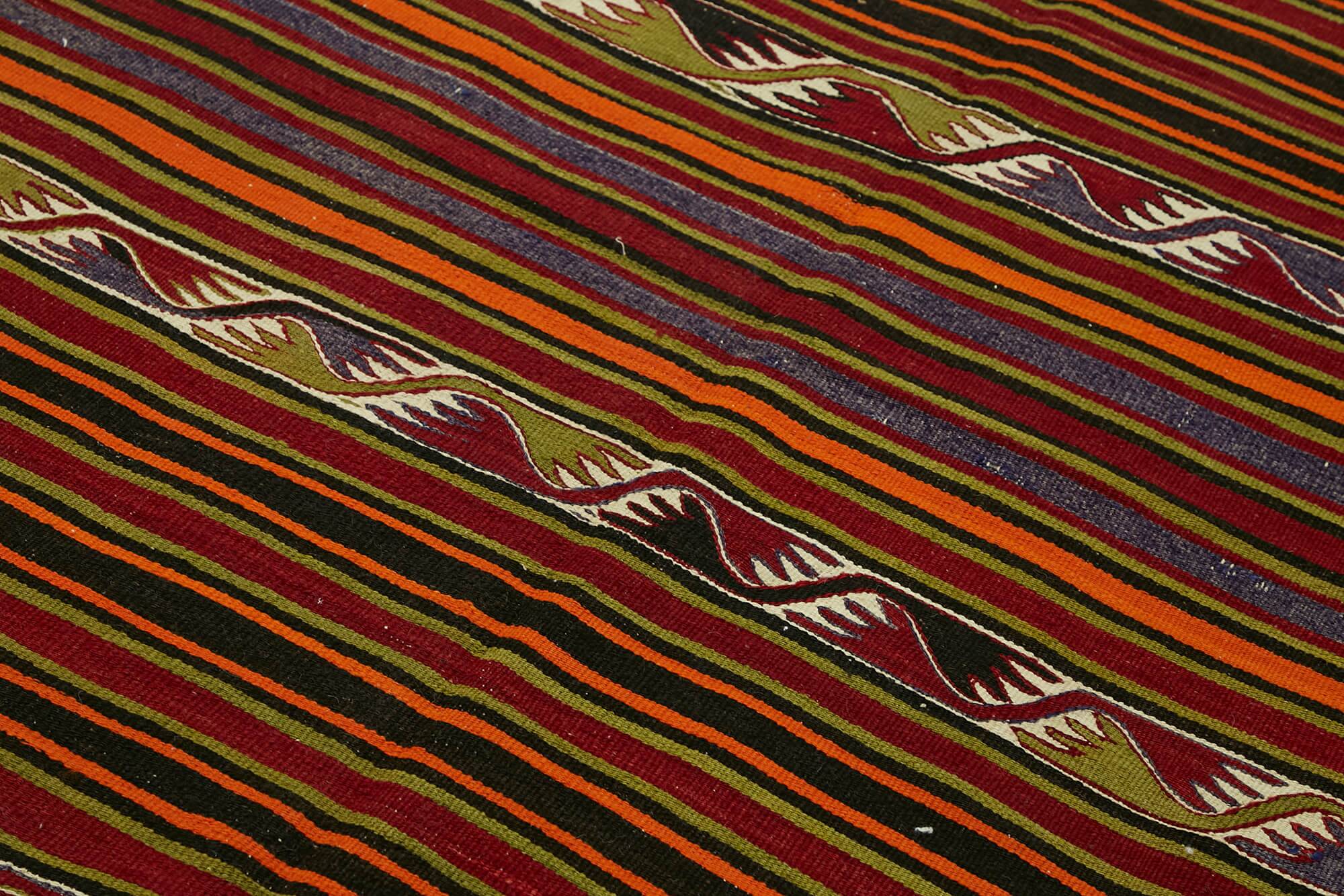 Turkish Handmade Vintage Anatolian Kilim 155 cm x 335 cm