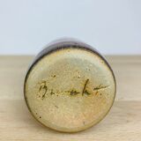 Vase red ceramic bottle signed