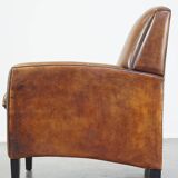 Art Deco sheep leather armchair with a lot of character