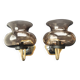 Pair of antique gold-plated brass and smoked glass wall lights.