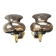 Pair of antique gold-plated brass and smoked glass wall lights.