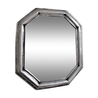 Miroir octogonal métal design années 70 48cmx55cm