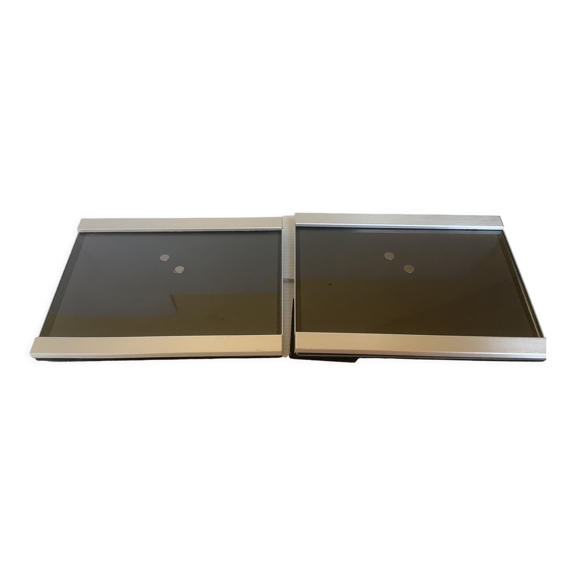 Pair of brushed effect metal photo frames