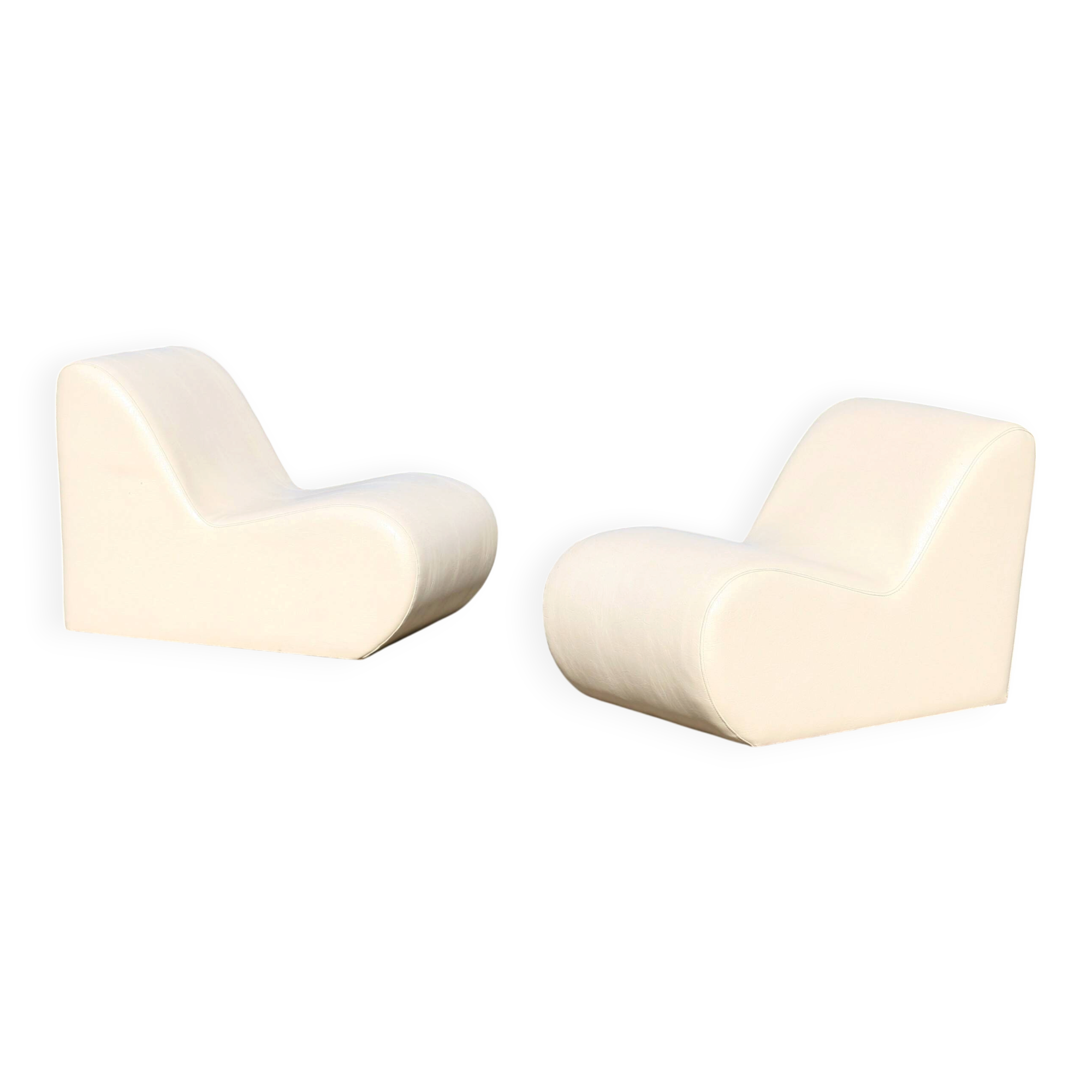 Pair of vintage armchairs, 1970s, faux leather