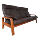 Scandinavian 3-seater teak and leather sofa
