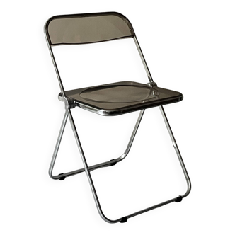 Folding chair in plexiglass and chrome, Plia model by Giancarlo Piretti ed. Castelli, design 1970