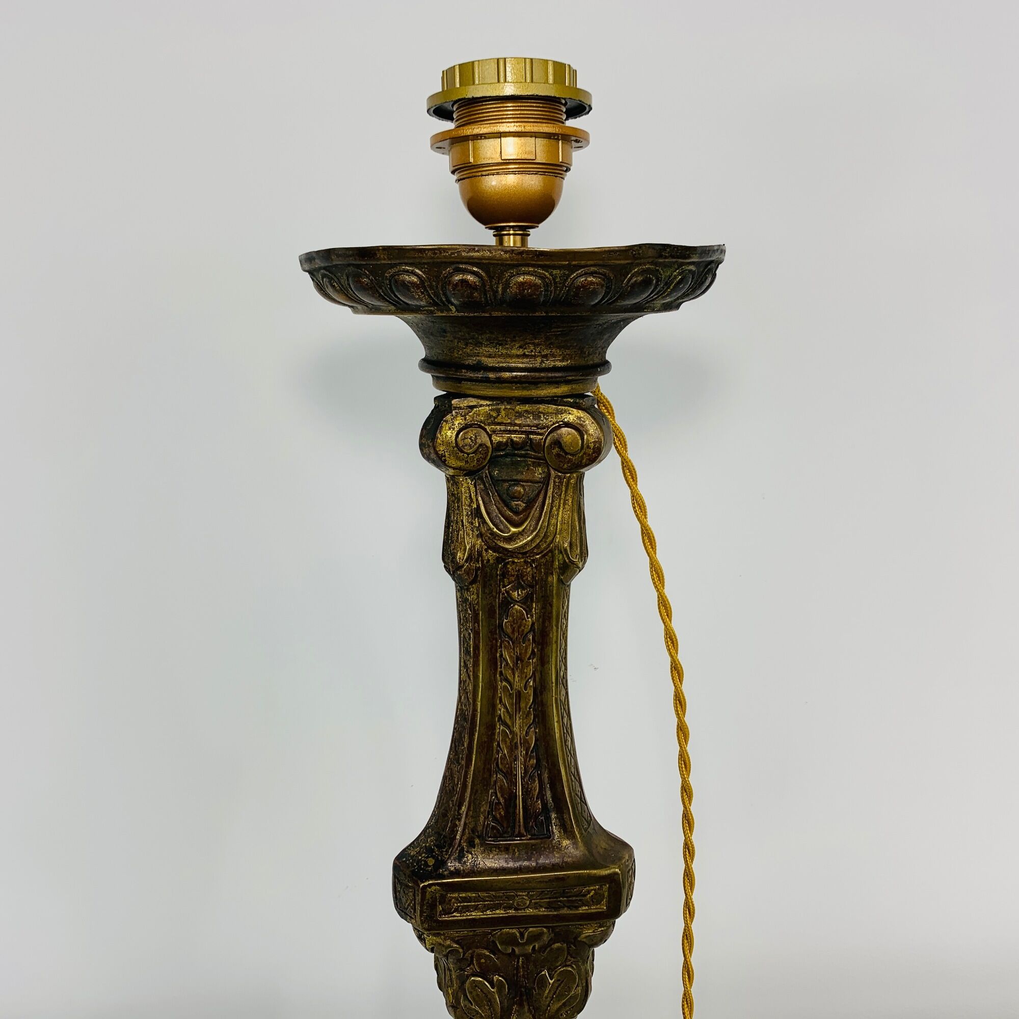 Lamp foot Bronze gilded brass old spat candle church 19th candelabra