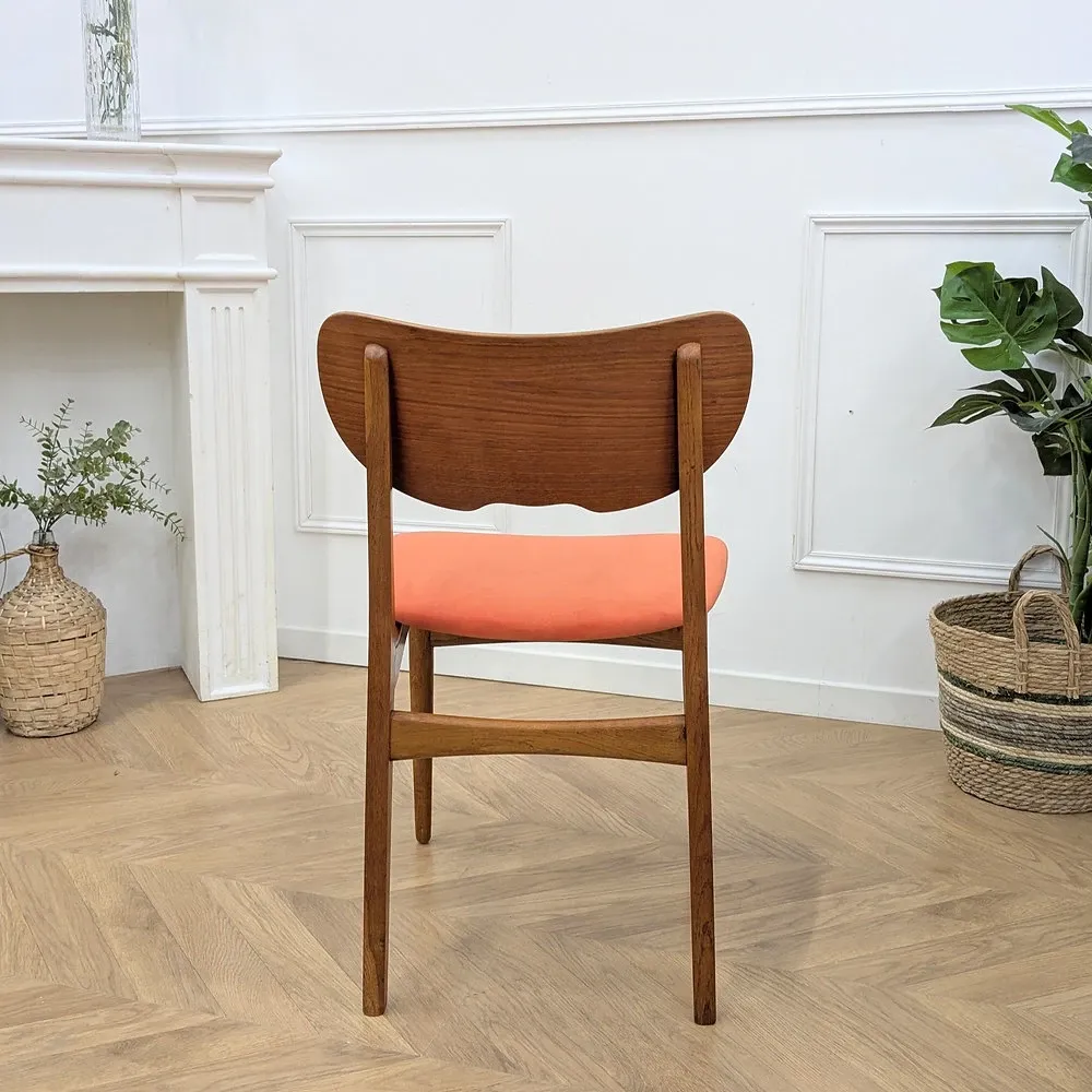 Scandinavian chair wood & vintage orange