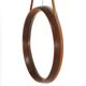 Round teak danish mirror with leather strap