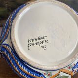 Fruit bowl, bird head handle HB Quimper Breton earthenware