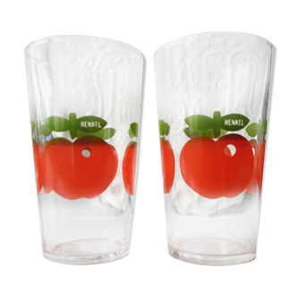 Lot de 2 verres Henkel pomme rouge vintage