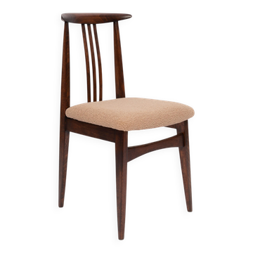 Mid-Century Latte Bouclé Chair, beech wood, M. Zielinski, Europe, 1960s