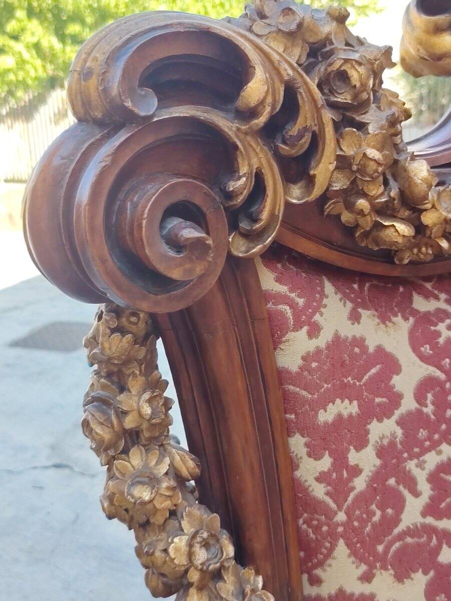 Un trône ou fauteuil d'apparat imposant , en bois sculpté XIX siecle