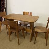 Ensemble table et 4 chaises en bois vintage