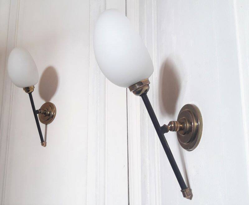 1950 Lunel articulated torchiere wall lights