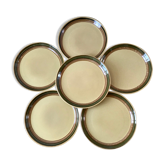 Lot de 6 assiettes plates en grès vintage années 70