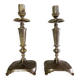 Pair of Candlesticks Candlesticks Bronze Silver Atypical Decoration