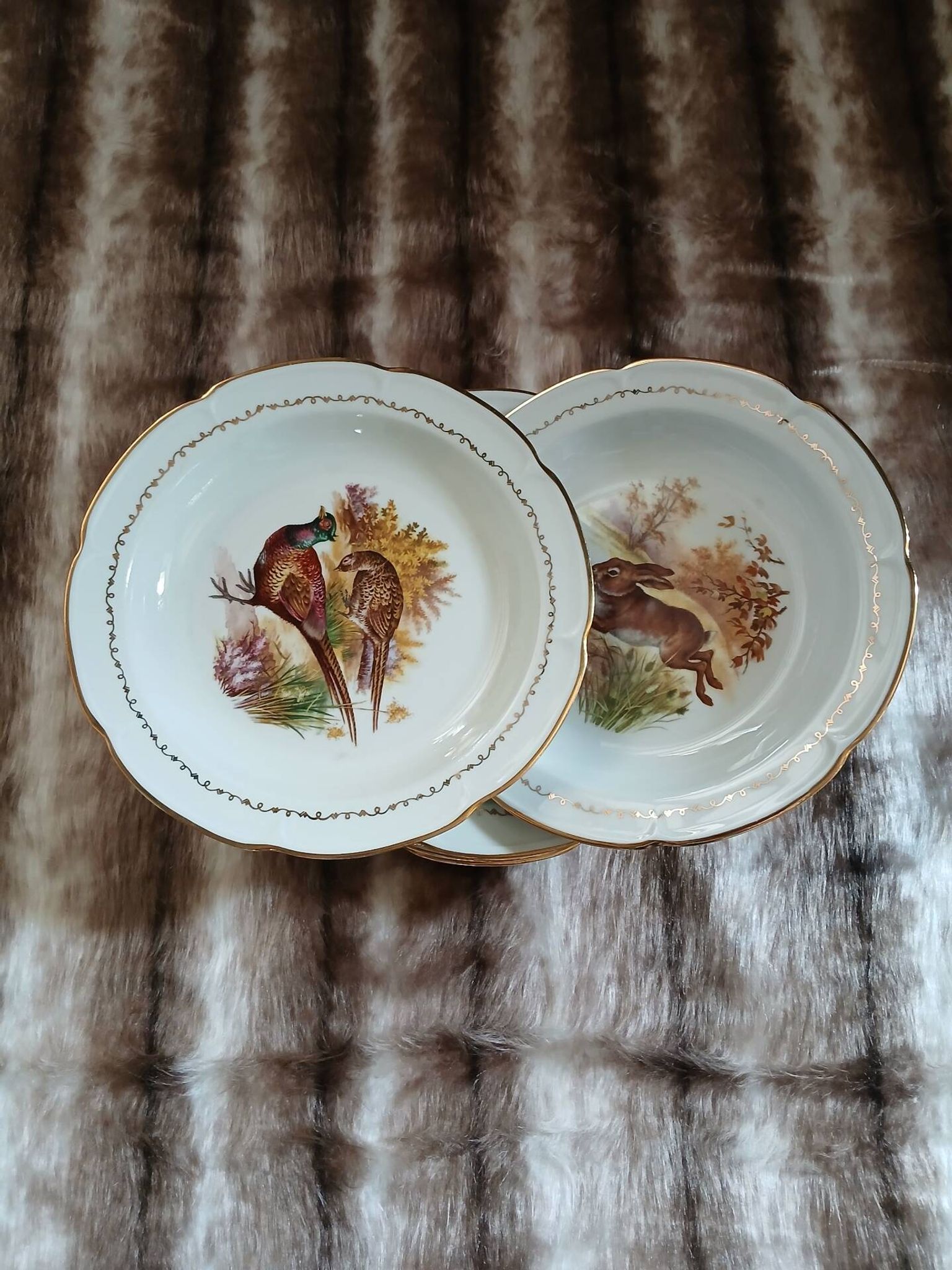 5 antique deep plates in porcelain