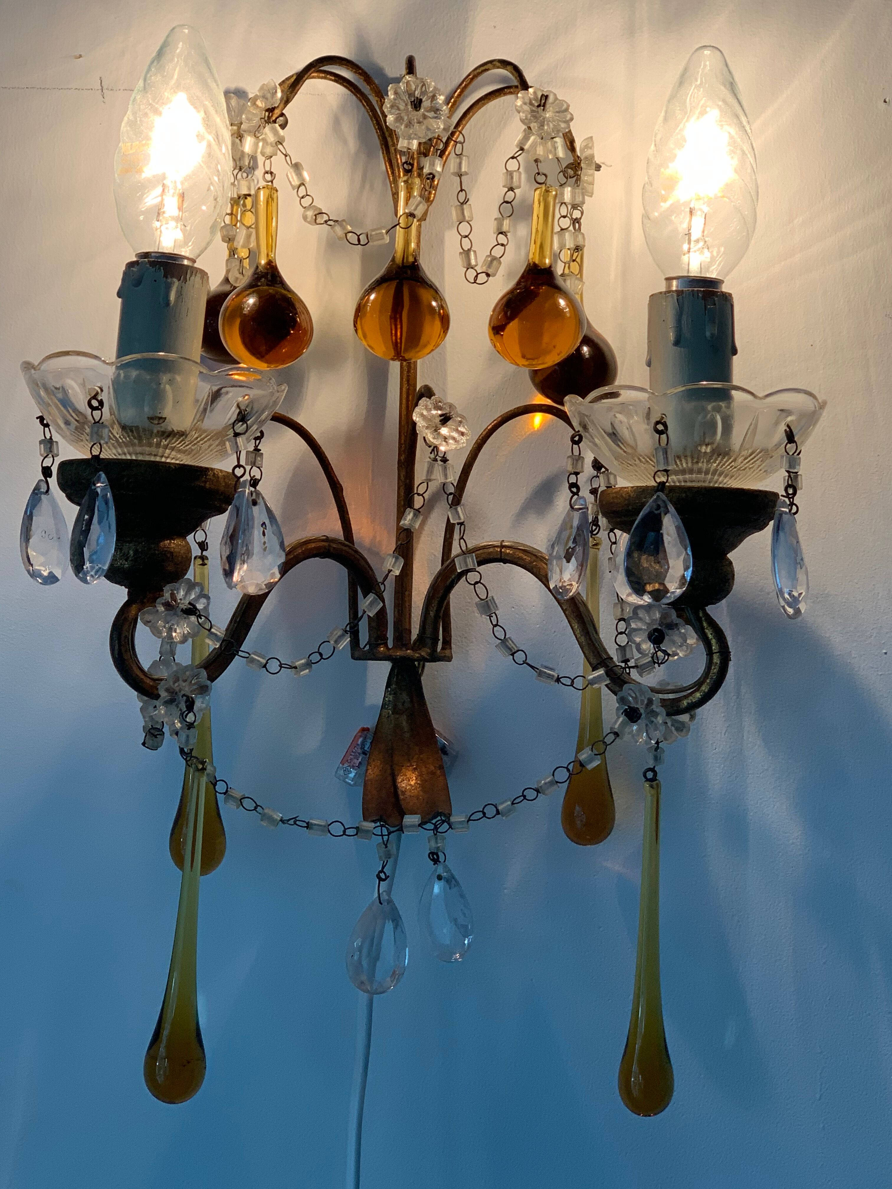 Pair of murano stamps and 1950 crystals