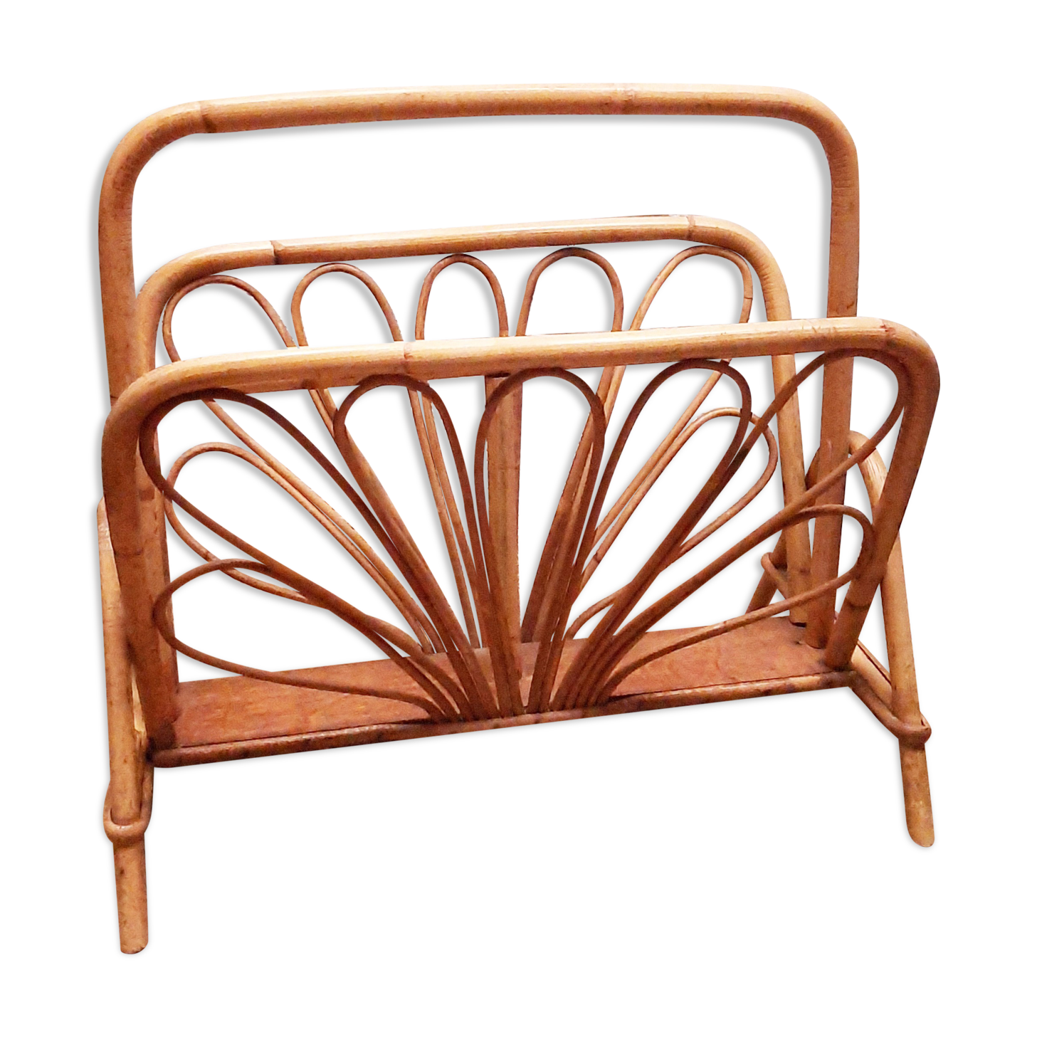 Porte-revue rotin vintage année 60 70