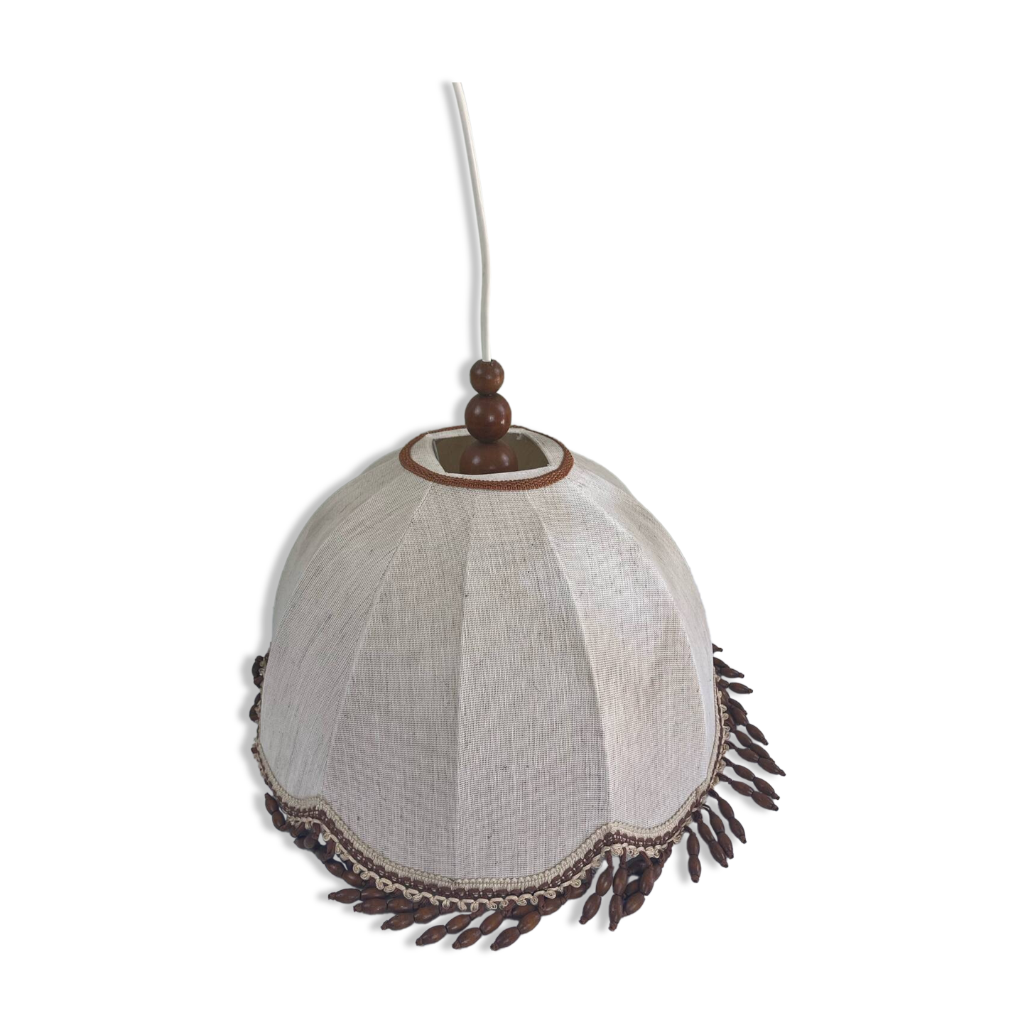 Suspension vintage perles en bois